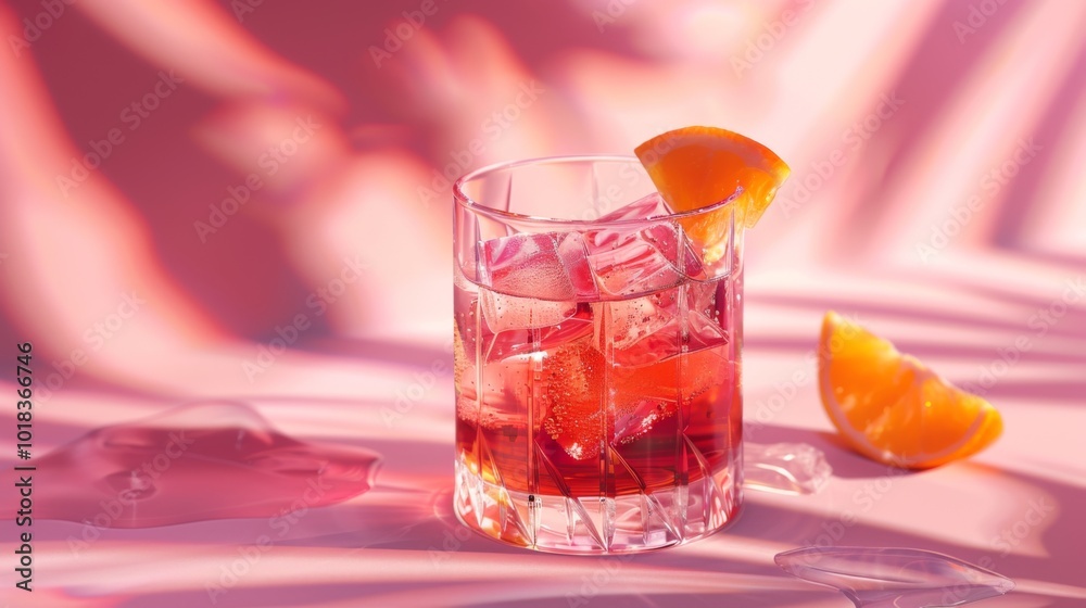 Refreshing Cocktail on a Soft Pink Background Refreshing Cocktail on a Soft Pink Background