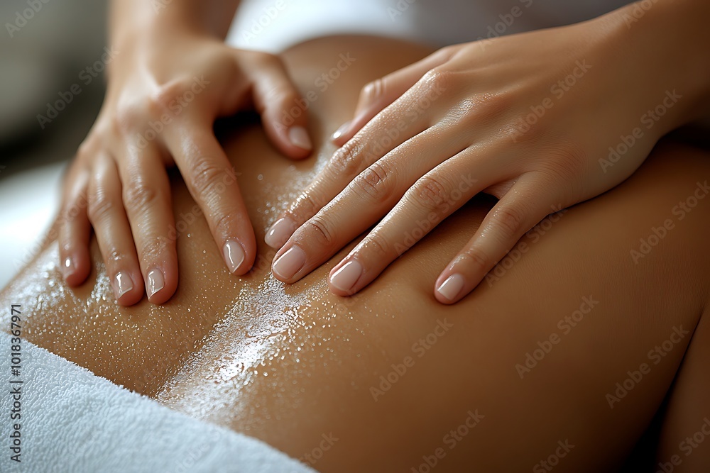 Naklejka premium Woman receiving back massage with exfoliating scrub