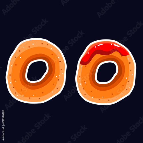 Vada(Uzhunnu vada).An indian vegetarian snack.Famous in South india(Tamilnadu, kerala.etc)Masala vada. Vector icon.