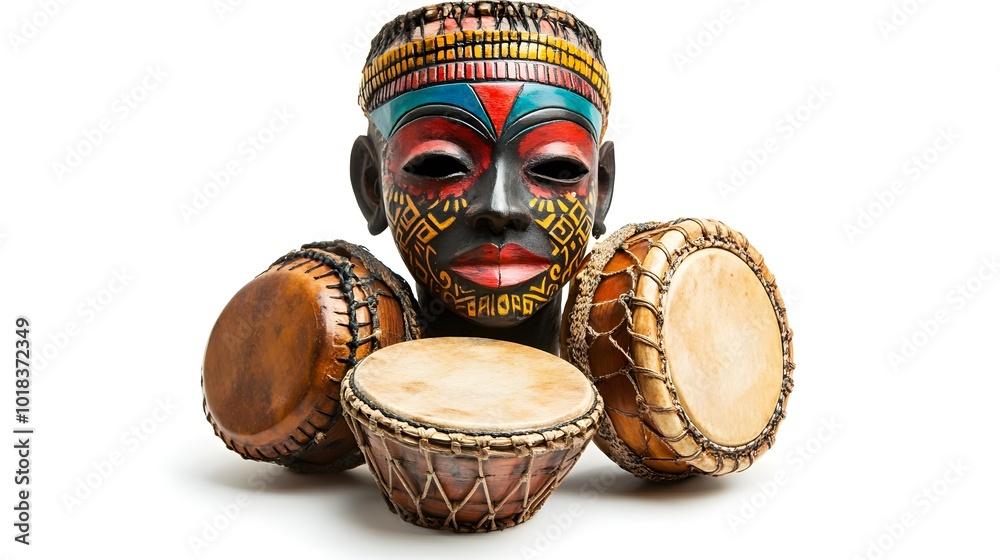 custom made wallpaper toronto digitalAfrican Tribal Mask with Drums Traditional Music and Culture