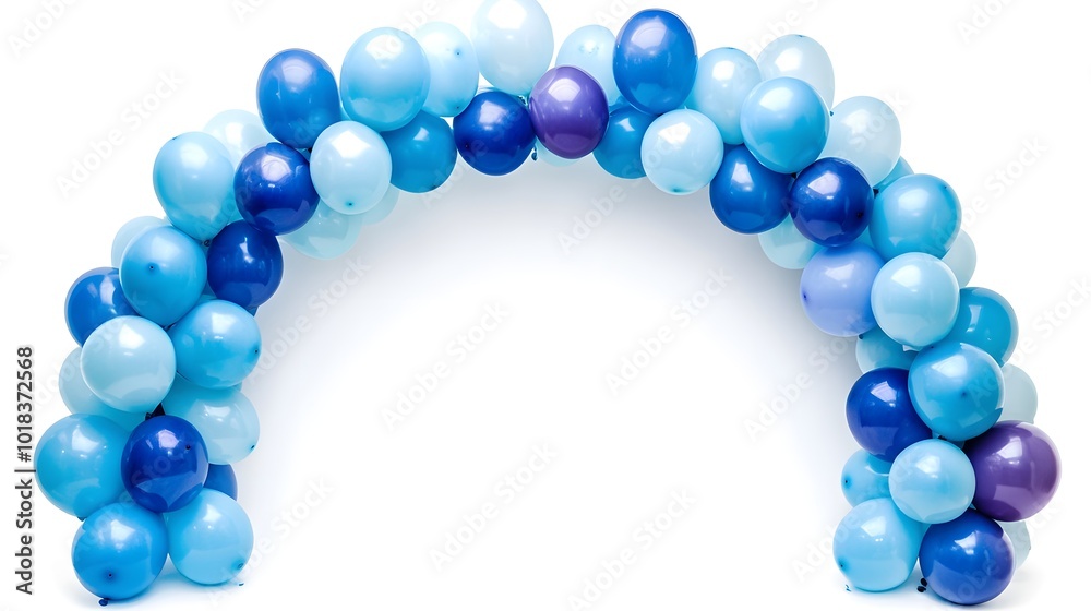 Blue and Purple Balloon Arch Isolated on White Background Blue and Purple Balloon Arch Isolated on White Background