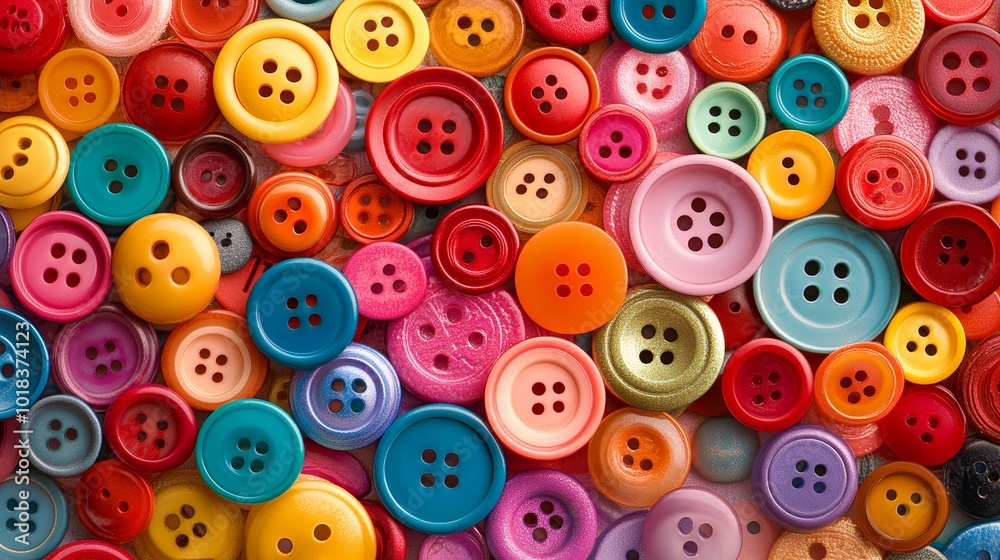 Assortment of vibrant, plastic buttons can provide a lively backdrop. 