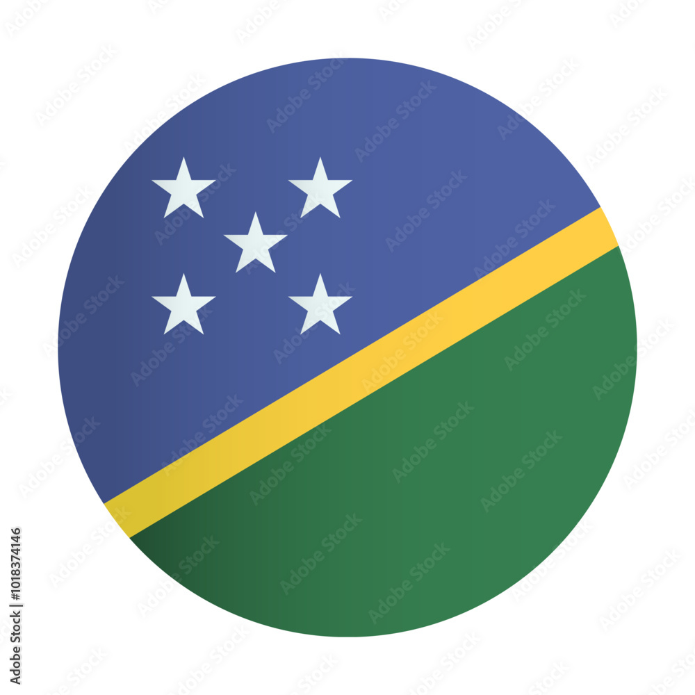 Solomon Islands flag. Country identity circle badge Solomon Islands flag. Country identity circle badge