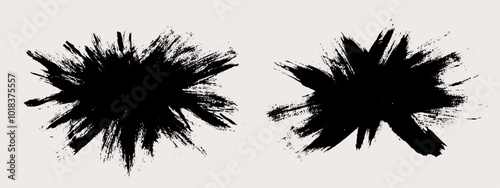 Burst brush strokes vector. Set of explosion text boxes. Grunge design elements. Painted prickly shapes