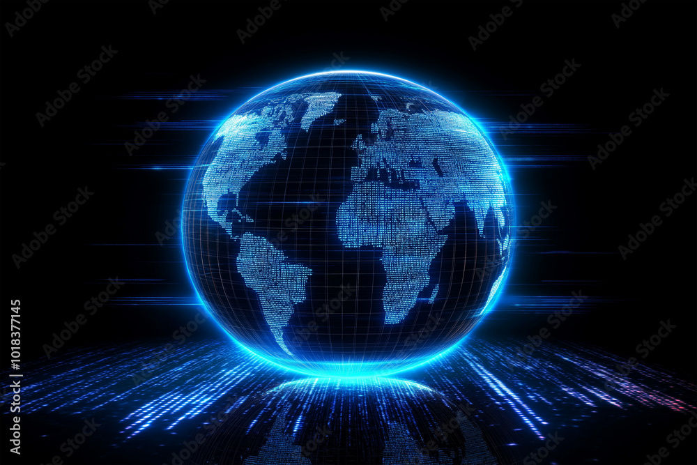 digital illuminated globe on technology background digital illuminated globe on technology background