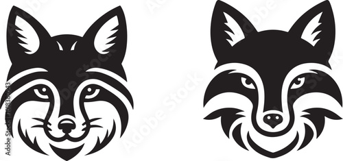 Cute Fox head icon silhouette vector art illustration