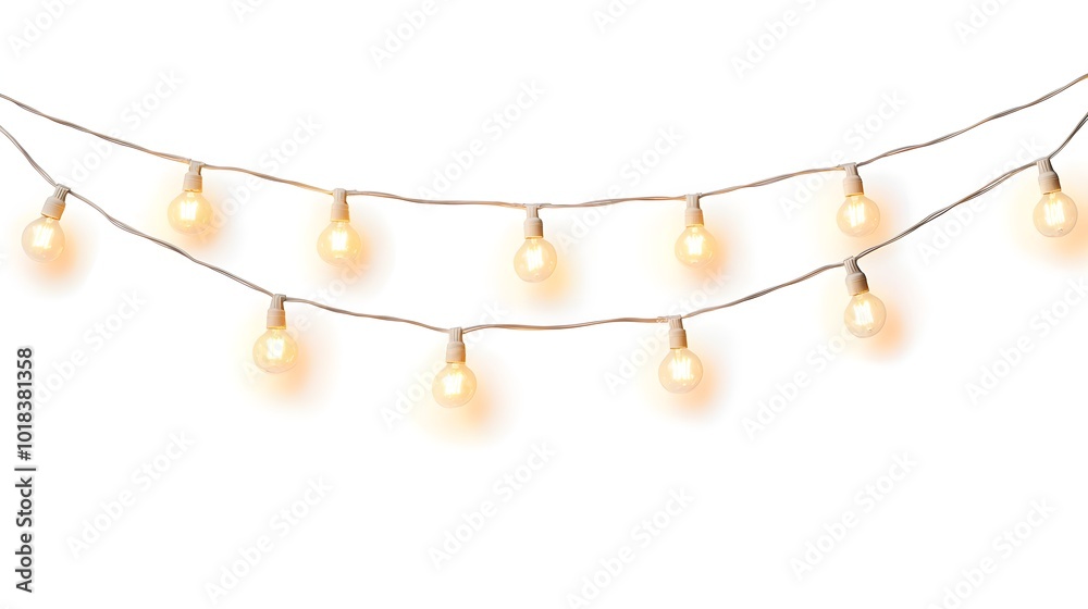 String of Edison Bulb Lights on White Background