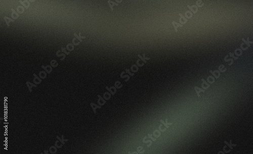 Elegant gray green color spots on dark grainy gradient texture backdrop design. Dark noisy bright color spots, glowing, noise, bright, template, banner, poster, copy space