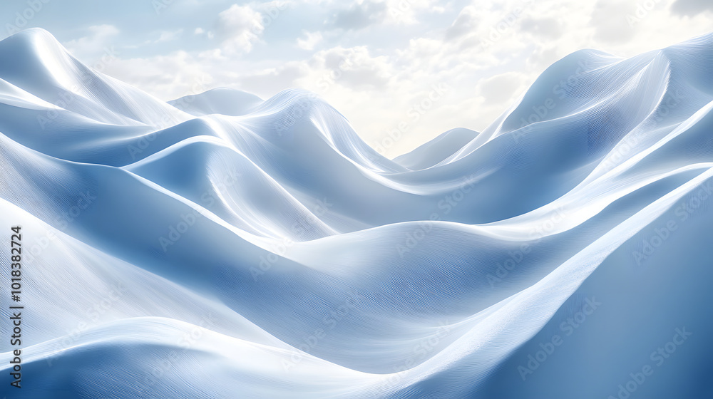 Obraz premium Snow-capped mountains under a bright sky with soft clouds during a crisp winter day. Background for Christmas