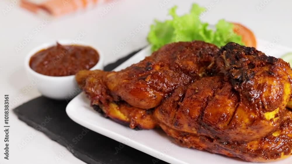 Grilled chicken served on plate with Salad Grilled chicken served on plate with Salad