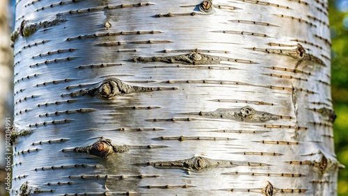 Abstract texture of shiny silver birch tree bark, perfect for natural backgrounds