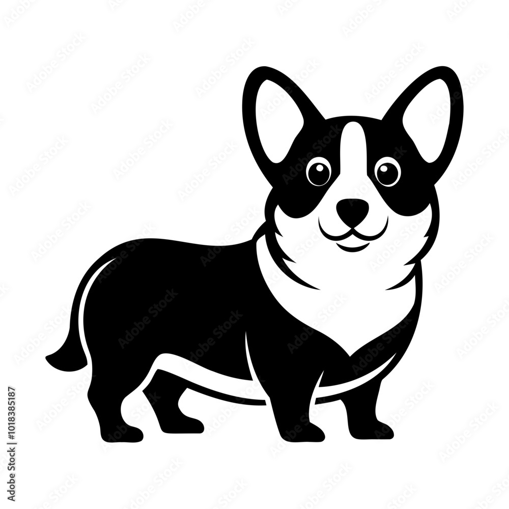 American corgi dog black silhouette transparent background, Dogs and puppies design vector illustration American corgi dog black silhouette transparent background, Dogs and puppies design vector illustration