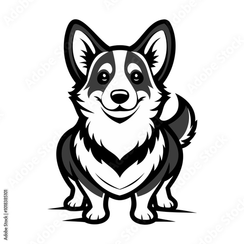 American corgi dog black silhouette transparent background, Dogs and puppies design vector illustration