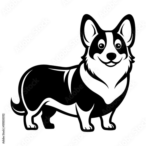 American corgi dog black silhouette transparent background, Dogs and puppies design vector illustration