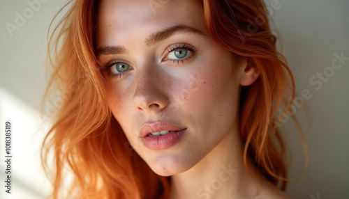 beauty model with pale skin and freckles - Skincare photo