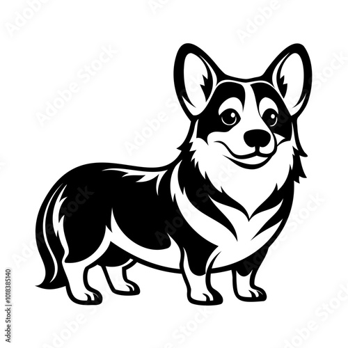 American corgi dog black silhouette transparent background, Dogs and puppies design vector illustration