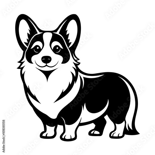 American corgi dog black silhouette transparent background, Dogs and puppies design vector illustration
