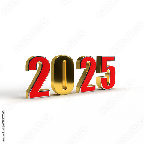 Happy new year 2025 golden 3d numbers with luxury text transparent background	
