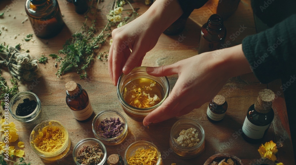 Herbal Tincture Mixing with Natural Ingredients Herbal Tincture Mixing with Natural Ingredients