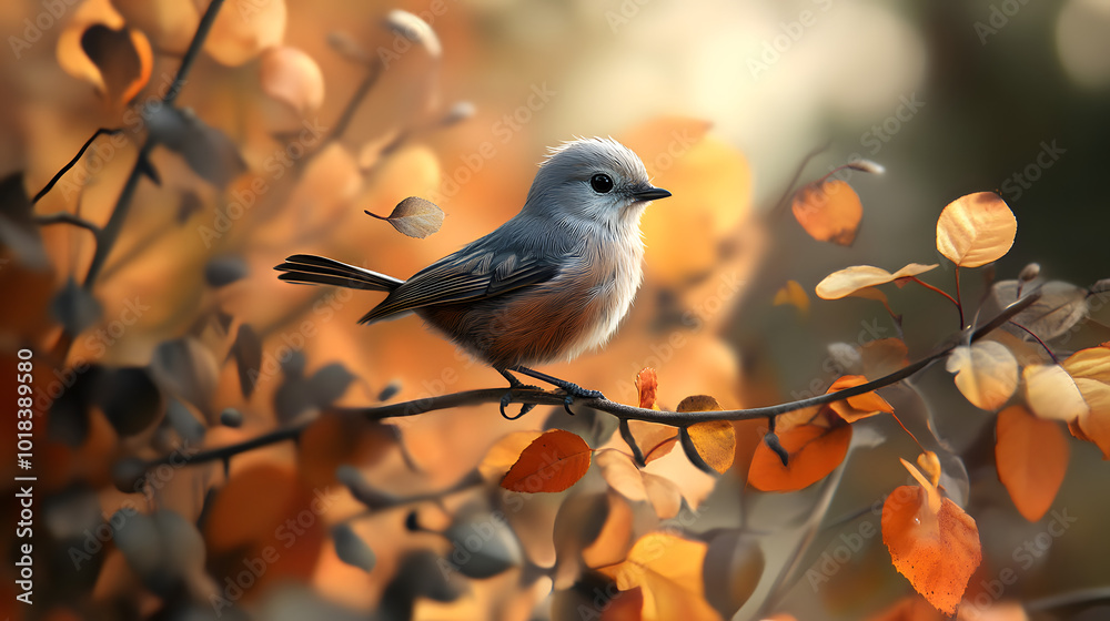 Intricate Details of a Whimsical Autumn Scene Featuring a Cute Zinc Bird Lost in Colorful Foliage for Stunning Wallpaper Intricate Details of a Whimsical Autumn Scene Featuring a Cute Zinc Bird Lost in Colorful Foliage for Stunning Wallpaper
