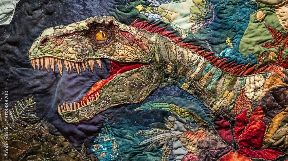 Fototapeta premium Close-Up of a Detailed Quilted Dinosaur