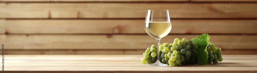 A refreshing glass of white wine accompanied by fresh green grapes, perfect for dining settings or vineyard-themed projects. A refreshing glass of white wine accompanied by fresh green grapes, perfect for dining settings or vineyard-themed projects.