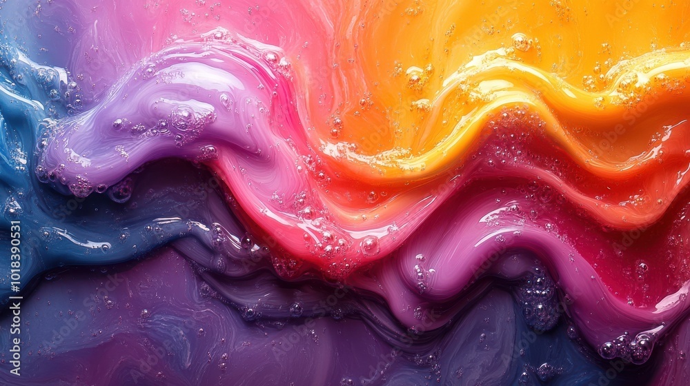 Obraz premium Abstract Swirling Colors with Bubbles in a Rainbow Hue