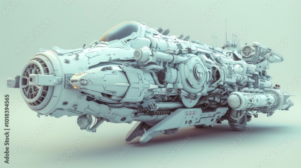 Futuristic Spacecraft with Clean Background Illustration Futuristic Spacecraft with Clean Background Illustration