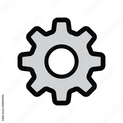 Setting Icon, gear icon, vector.  Cogwheel silhouette icon, logo design foe app, website. Settings, gear icon with stroke line on white background. Automobile icon, Symbol, adjustments, control panel.