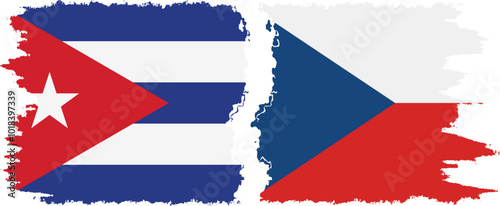 Czech and  Cuba grunge flags connection, vector