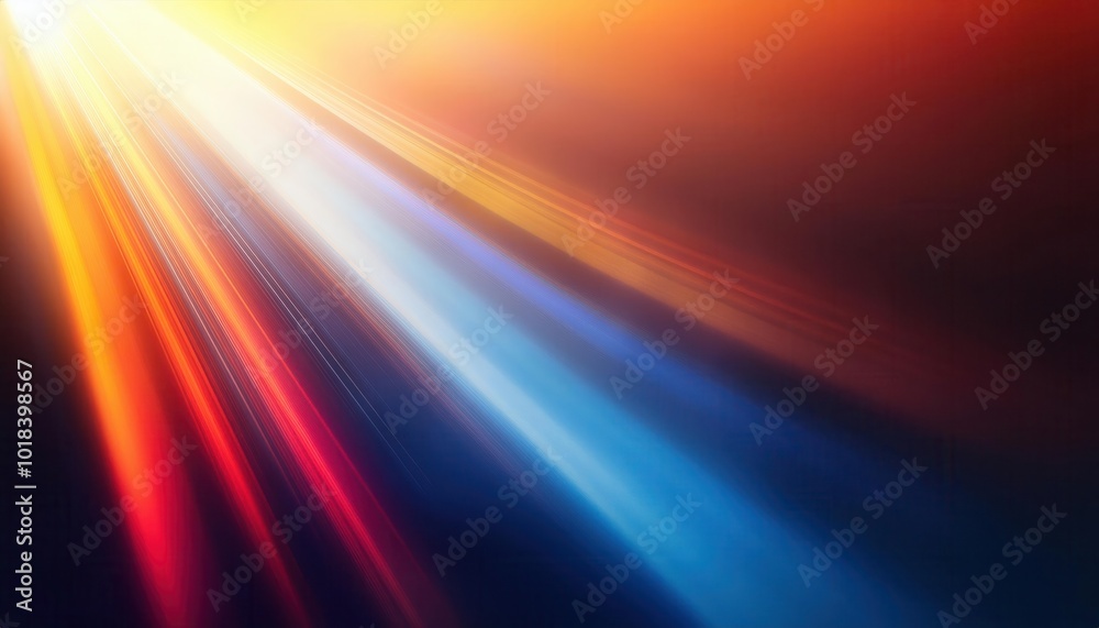 Abstract Radiant Light Rays in Gradient Sunset Colors. Soft Spectrum of Blended Warm Reds, Oranges, and Yellows Merging with Cool Blues and Teal, Creating a Calm Yet Dynamic Motion of Energy and Flow Abstract Radiant Light Rays in Gradient Sunset Colors. Soft Spectrum of Blended Warm Reds, Oranges, and Yellows Merging with Cool Blues and Teal, Creating a Calm Yet Dynamic Motion of Energy and Flow