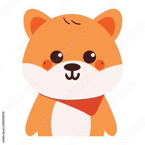 hand drawing cartoon puppy wearing red scarf. cute animal drawing, doodle