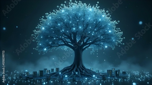 Wallpaper Mural A magical glowing tree illuminates a mystical, ethereal landscape. Torontodigital.ca