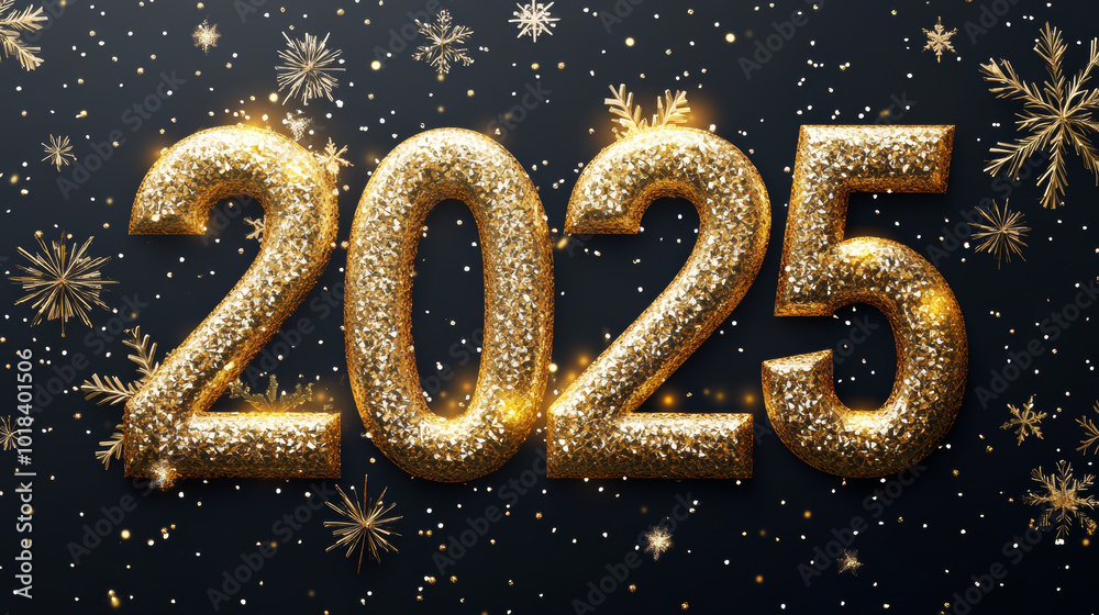 A stylish New Year's card with shimmering gold numbers 