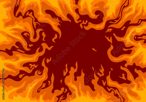 Fire background vector design. Fire flame frame, flaming border. Burning, blazing ignite wallpaper template.