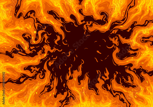 Fire background vector design. Fire flame frame, flaming border. Burning, blazing ignite wallpaper template.