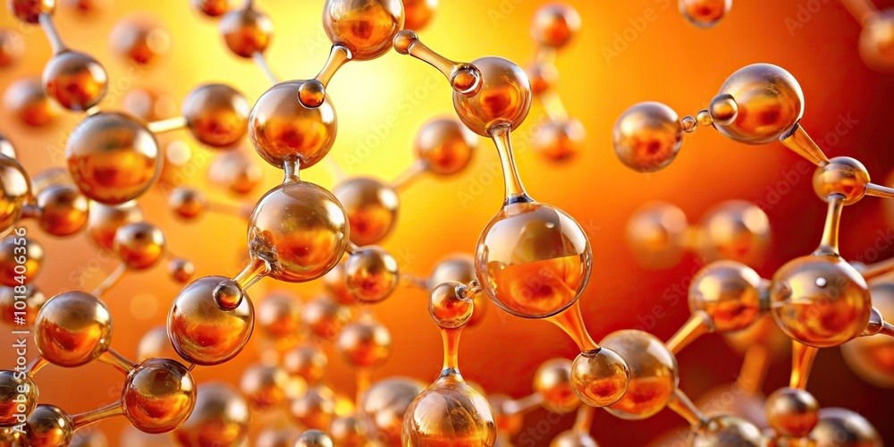 orange background with molecules and balls in liquids minimalist orange background with molecules and balls in liquids minimalist