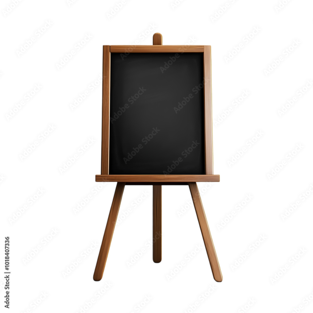 Blank chalkboard on a wooden easel transparent background Blank chalkboard on a wooden easel transparent background