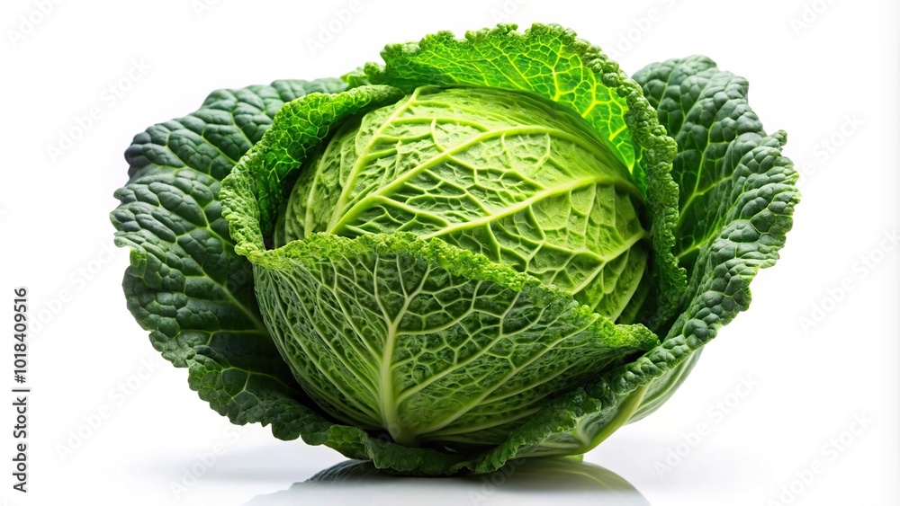 Fresh green cabbage close-up isolated on white background Fresh green cabbage close-up isolated on white background