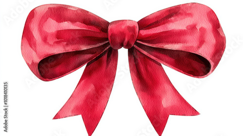 vibrant red bow with beautiful watercolor texture, perfect for festive occasions photo