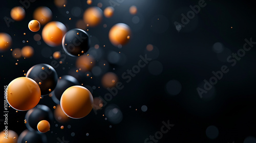 Glowing orange sphere against a black backdrop with blurred, bokeh-effect city lights, perfect for a festive holiday design 