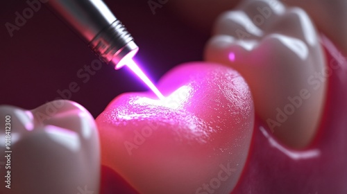 closeup of laser tooth surgery