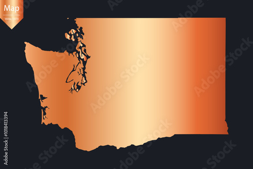 Abstract - High Detailed Copper Map of Washington. Vector illustration eps10.	

