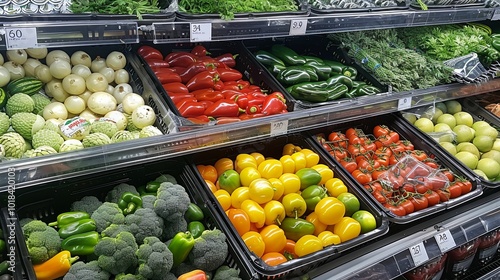 A Grocery Store Produce Display Featuring Fresh Vegetables photo