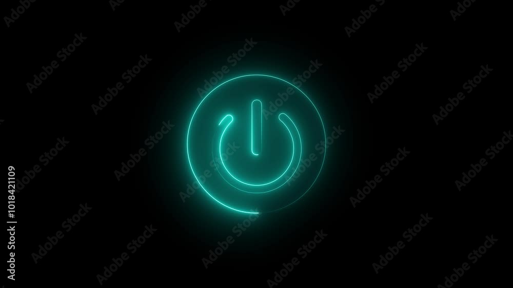 power button neon glow icon animation 4Kanimation on black background power button neon glow icon animation 4Kanimation on black background