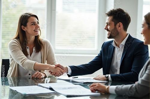 Successful Business Negotiation - A Team Shaking Hands and Celebrating Contract Agreement