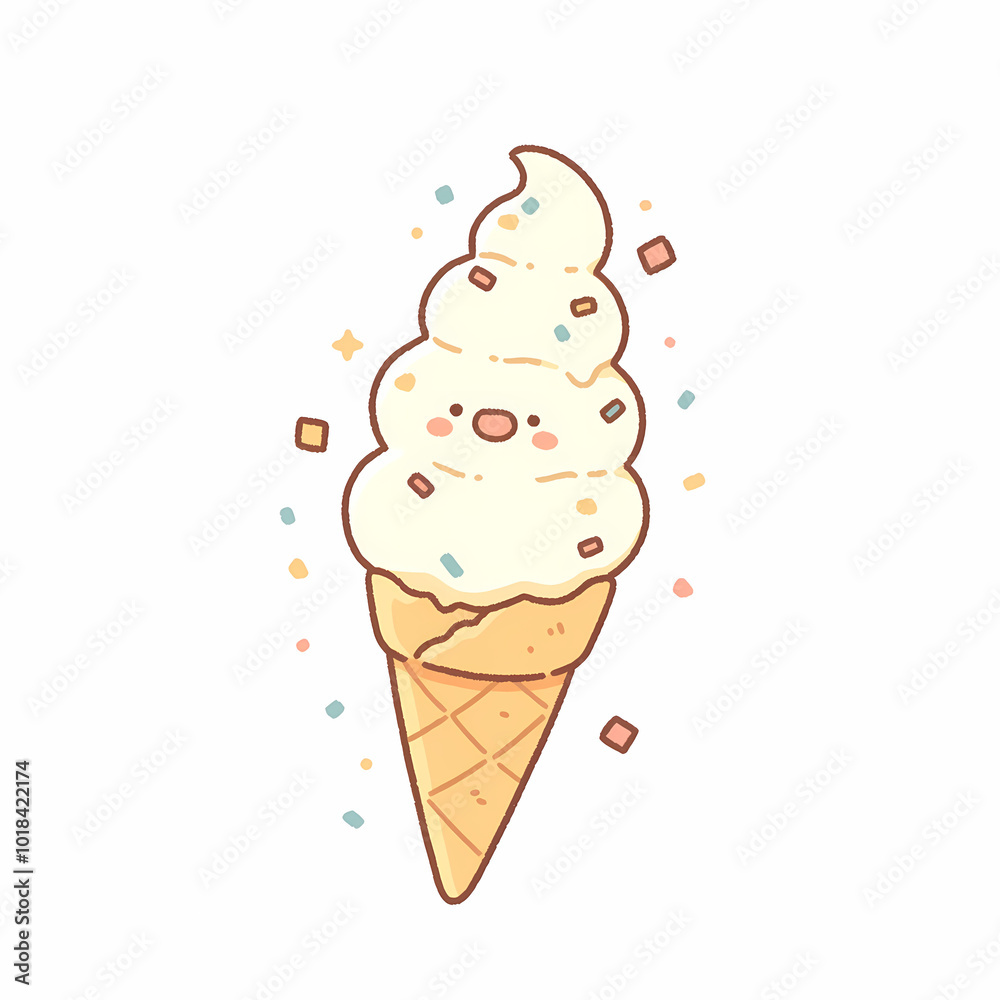 Cute Cartoon Ice Cream Cone with Sprinkles Cute Cartoon Ice Cream Cone with Sprinkles