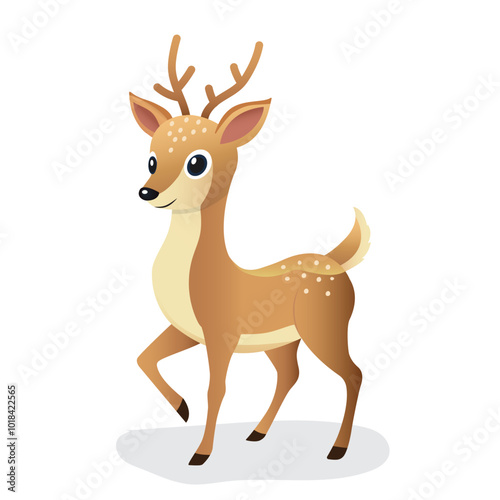 Cute Christmas deer isolated on a white background. Vector illustration.