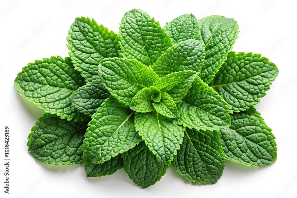 Fresh mint leaves isolated on white background