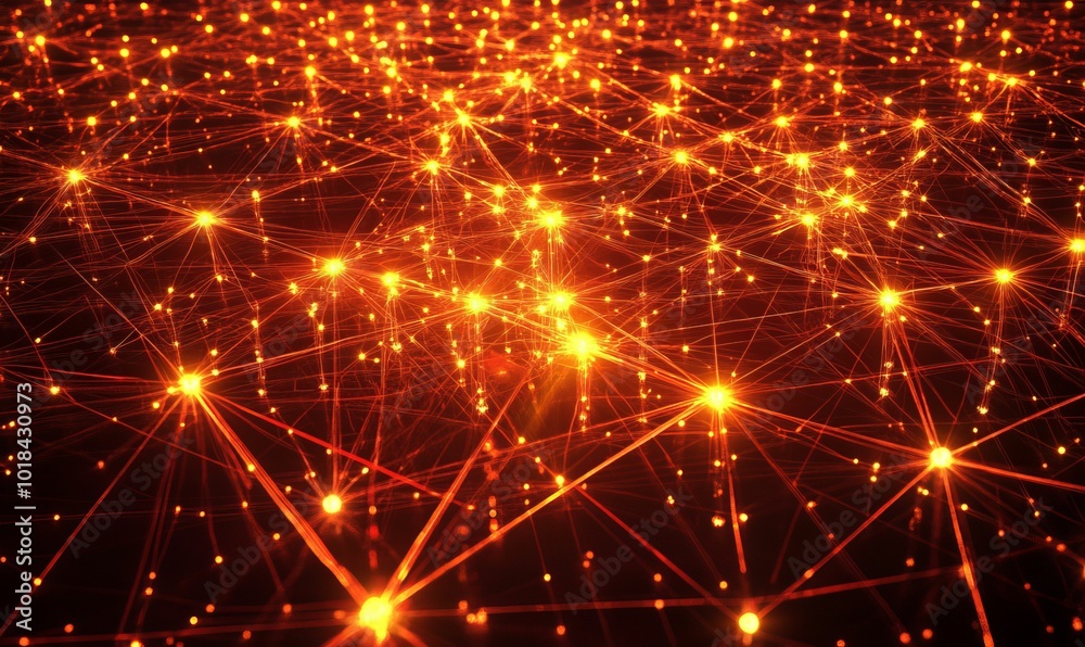 A network of glowing red lines and stars. A network of glowing red lines and stars.